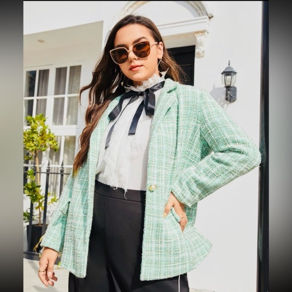 Mint tweed shine blazer - Picture 3 of 4